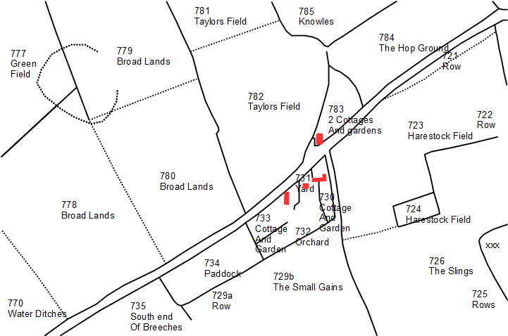 Harestock on the 1842 Tithe Map
